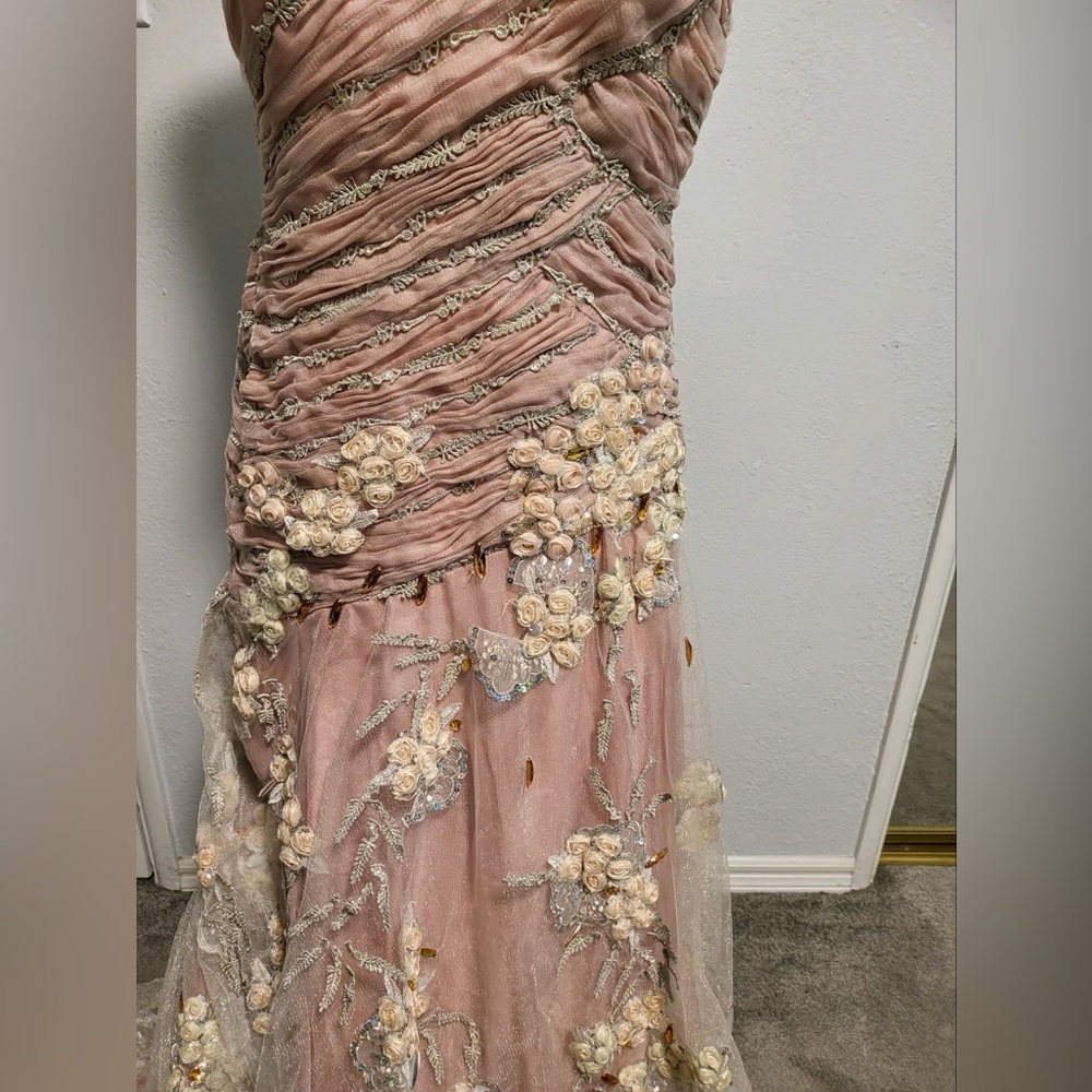 Pink Floral Evening Gown - Picture 2 of 3